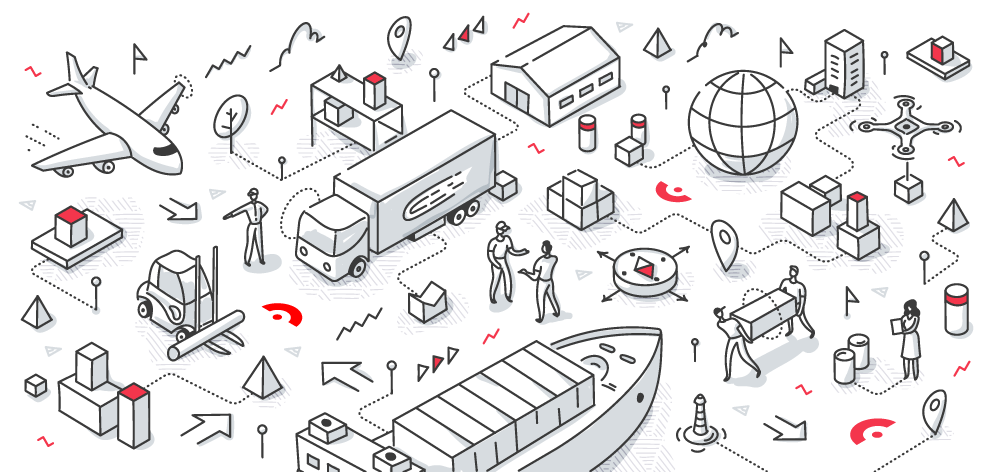 Illustration logistique et transport international